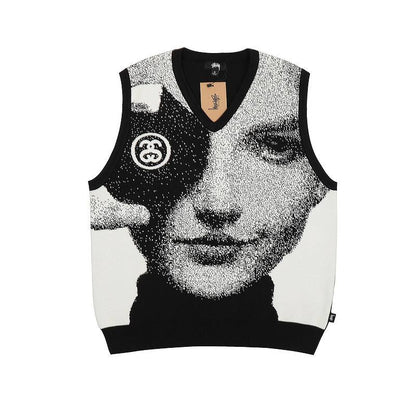 Photo Print Jacquard Vest
