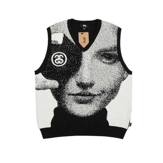 Photo Print Jacquard Vest